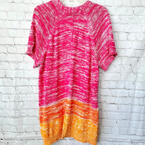 Lane Bryant Wms 18/20 Pink Orange Open Front Knit Cardigan Colorful - Picture 2 of 12